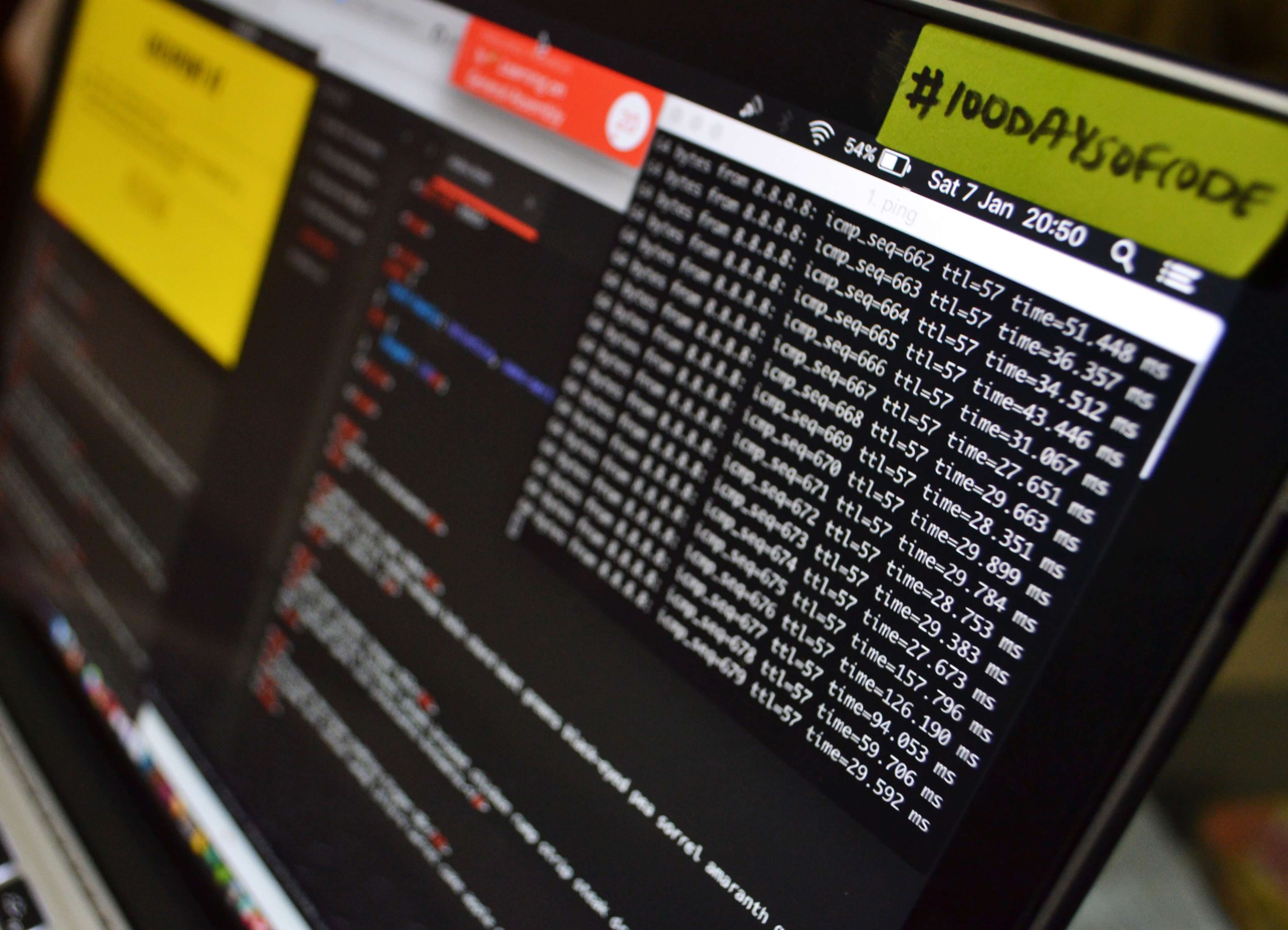hashtag '100 Days of Code' sticker on computer screen  Photo by Lewis Ngugi on Unsplash